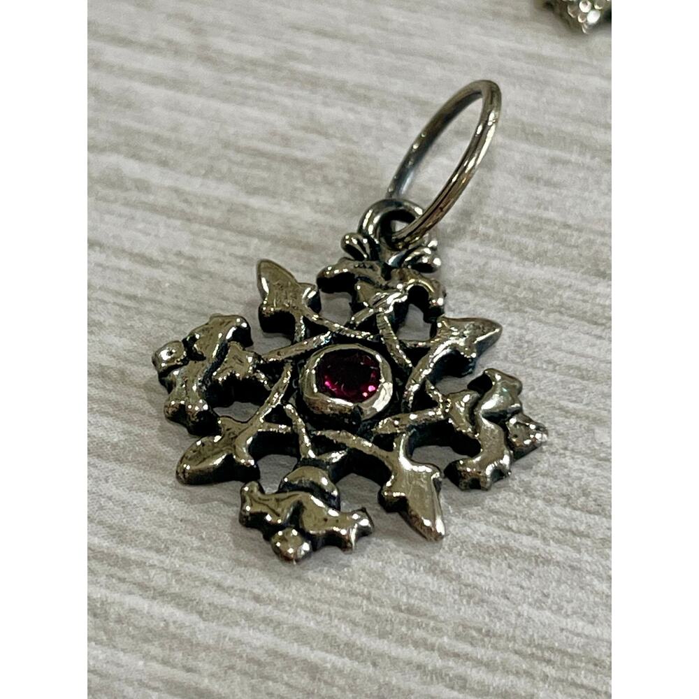 Love Heals Garnet JANUARY Birthstone Snowflake White Bronze Charm LH94
